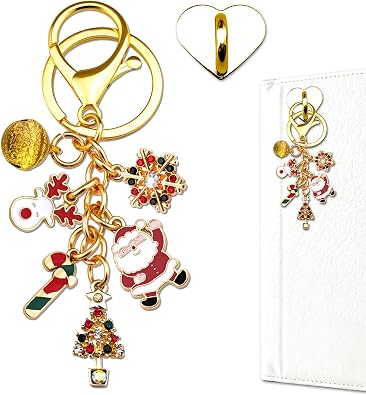 Bag Charms Gold Christmas Keychain For Women Man Charm Chains For Kindle Tote Bags Cute Bag Accessories With Heart Shaped Sticker Purse Charms