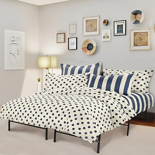 Miniatura 2 de Marco de cama, plataforma de metal plegable, base de colchón, base de colchón de repuesto de somier, listones de acero resistente, metal clásico