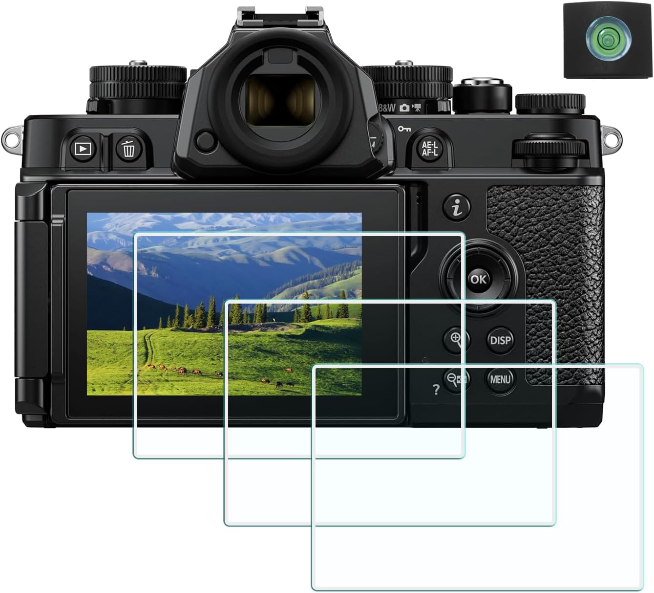 ZF Screen Protector for Nikon Z f Camera (for Accessories), 0.3mm High Definition 9H Hardness Optical LCD Premium Glass Protective Cover [3+1 Pack]