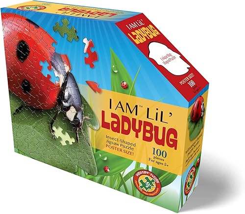 Miniatura 2 de Madd Capp Lil' Ladybug - Rompecabezas de 100 piezas para edades de 5 años en adelante, con forma única de animal, tamaño de póster, las piezas son