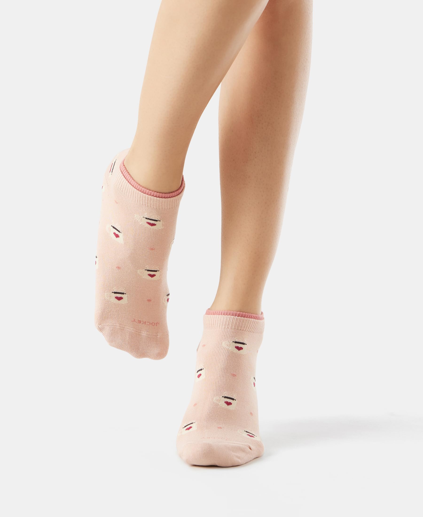 Jockey 7480 Women's Compact Cotton Stretch Low Show Printed Socks with Stay Fresh Treatment (Pack of 2)_Rose Smoke & Beet Red_FREE SIZE - Image 8 thumbnail