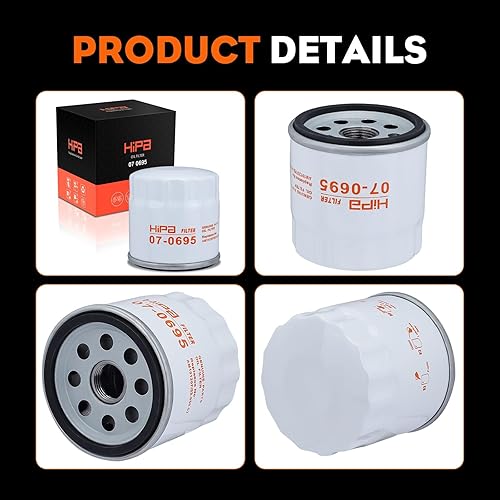 Miniatura 9 de Hipa 52 050 02-S Filtro de aceite para Kohler 7000 HD serie 2000 Kohler CH11-CH15 CV11-CV22 M18-M20 MV16-MV20 y K582 motor cortacésped Cub Cadet