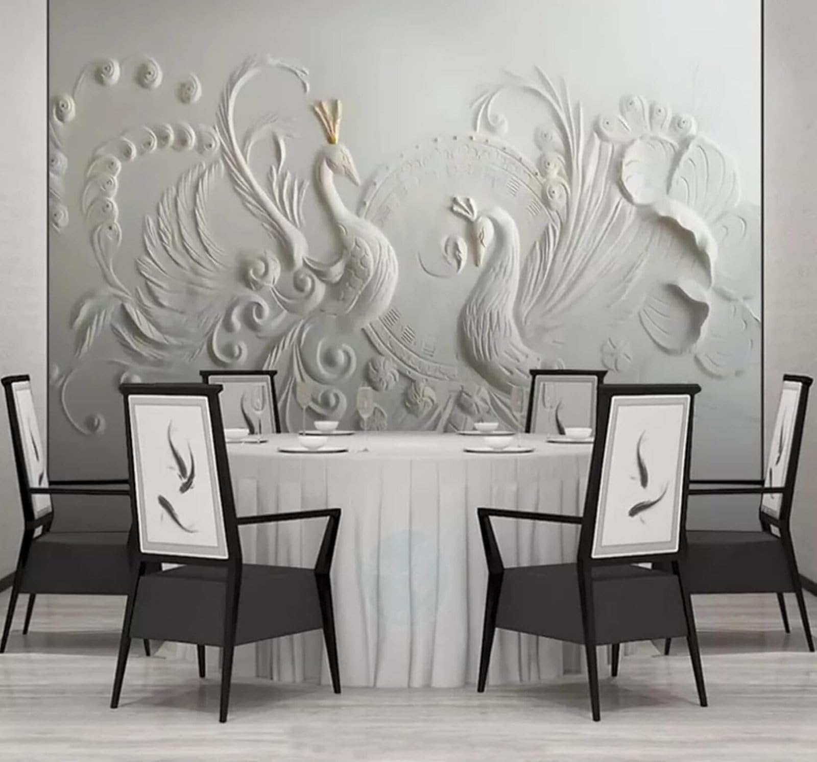 XLMING Minimalist Relief Three Dimensional Peacock Art 3D Wallpaper Luxury Home Dining Decor Paste Sofa Living Room The Wall for Bedroom Mural-400cm×280cm