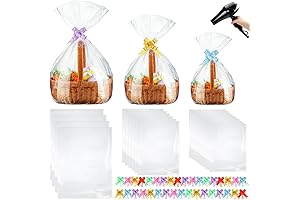 CHENGU Heat Shrink Wrap Bags for Gift Baskets in 3 Sizes
