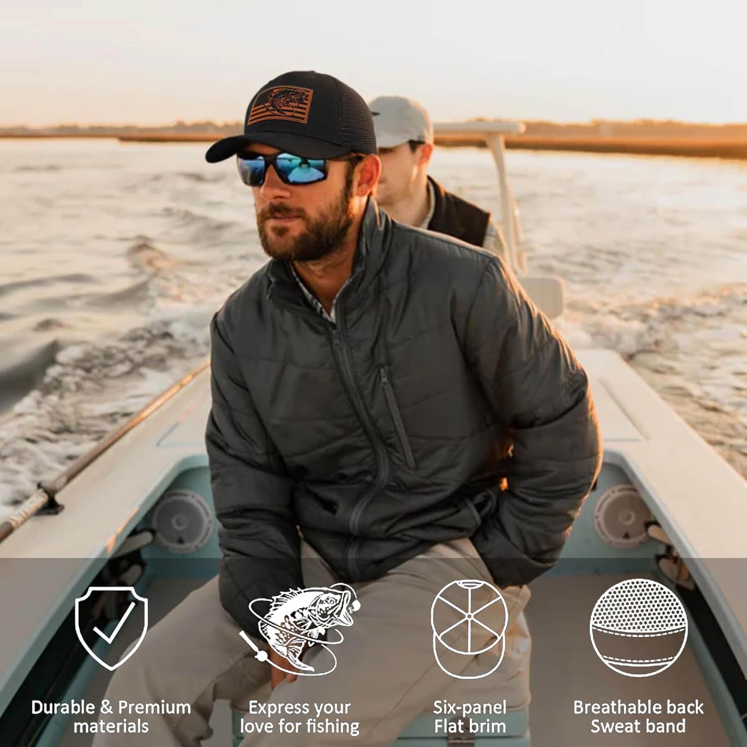 Fishing Gifts for Men - Snapback & Trucker Hats - American Flag Outdoor Fishing Hat - Image 3