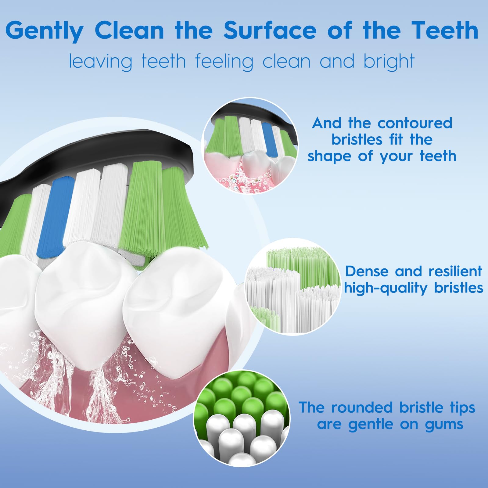 Cabezales de cepillo de repuesto compatibles con Philips Sonicare, cabezales de cepillo de dientes para cepillo de dientes eléctrico Sonicare ProtectiveClean 4100 5100 5300 6100, 12 cabezales