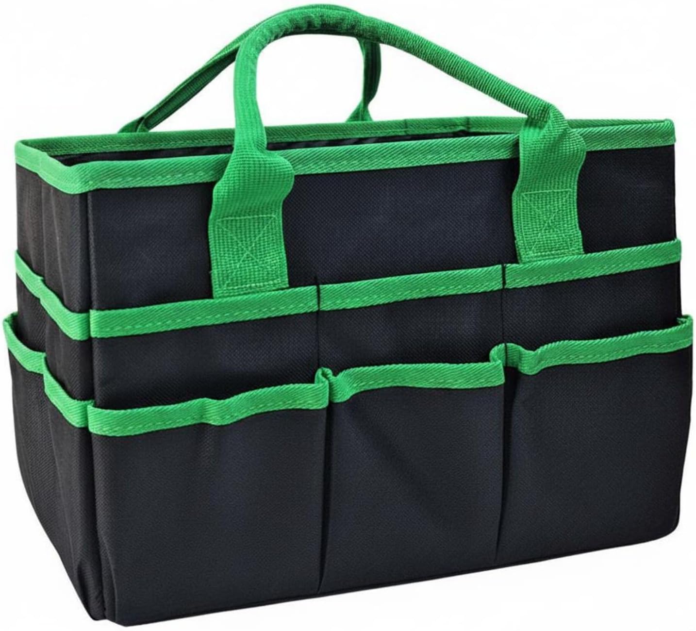 Craft Storage Pouch Multi Pocket Organizer Tote Bag Portable Utility Station 600D Oxford Cloth with Reinforced Handles for Teacher Supplies Household Use, Black Green
