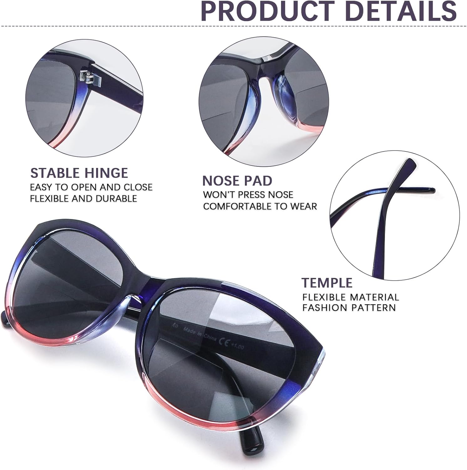 4 Pack Bifocal Reading Sunglasses for Women Men Fashion UV400 Protection Sun Readers Outdoor Eyewear - Image 6