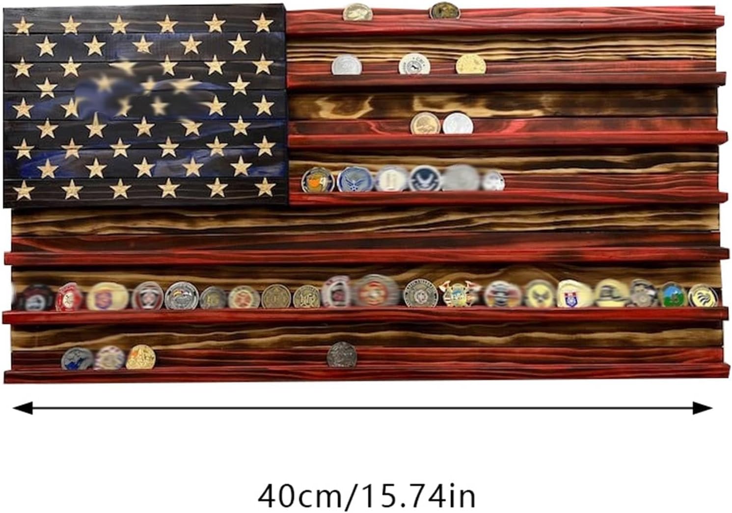 America Us Flag Challenge Coin Display Handmade Commemorative Display,Military Challenge Coin Display Case, Coin Display Holder Wall Mount,Military Coin Holder Wall Décor,Ready to Hang Us Flag