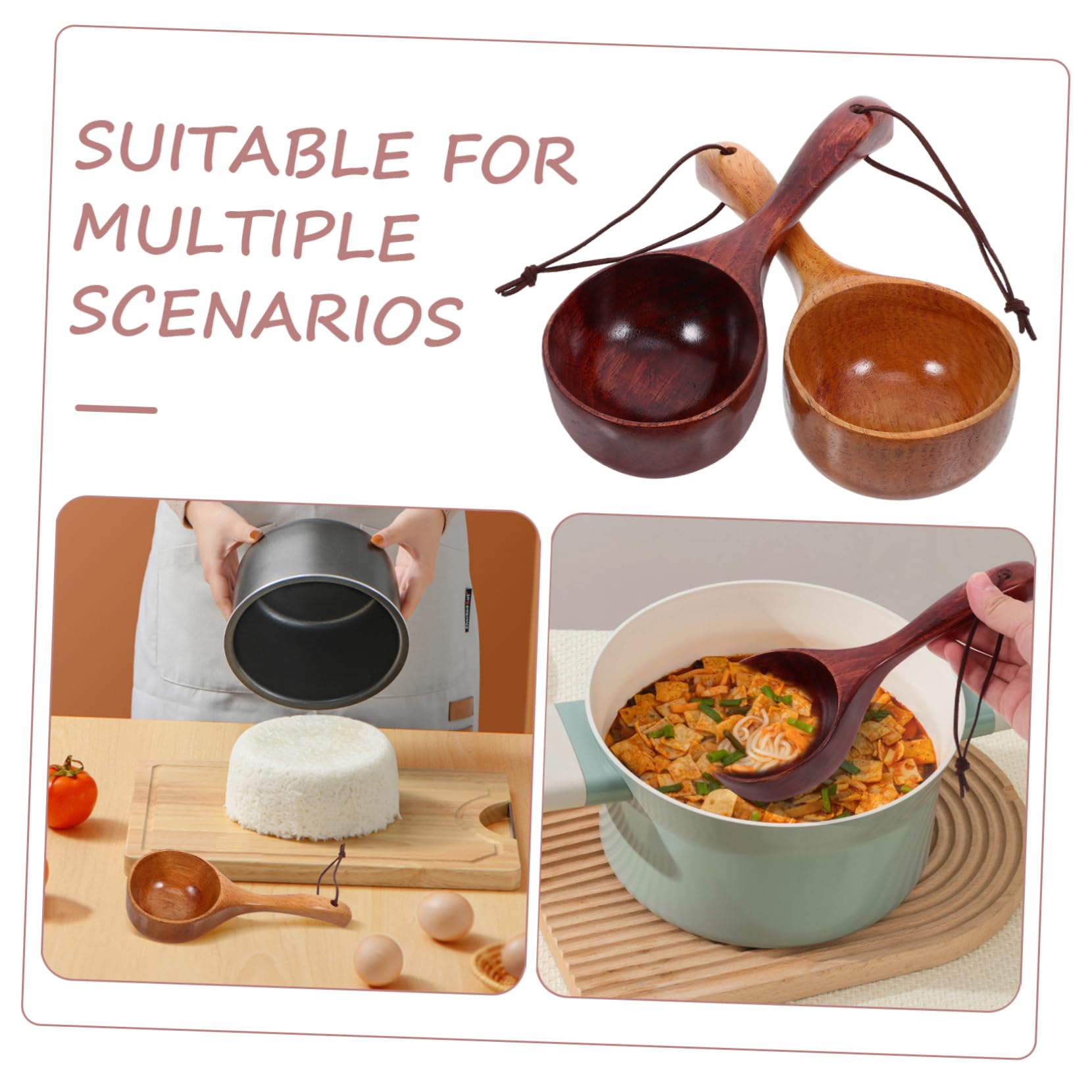 MAGICLULU 6 Pièces Cuillère à Riz Japonaise Louche De Bain Cuillère à Remuer à Riz Louche à Soupe à Bouillie Cuisson à Soupe En Bois