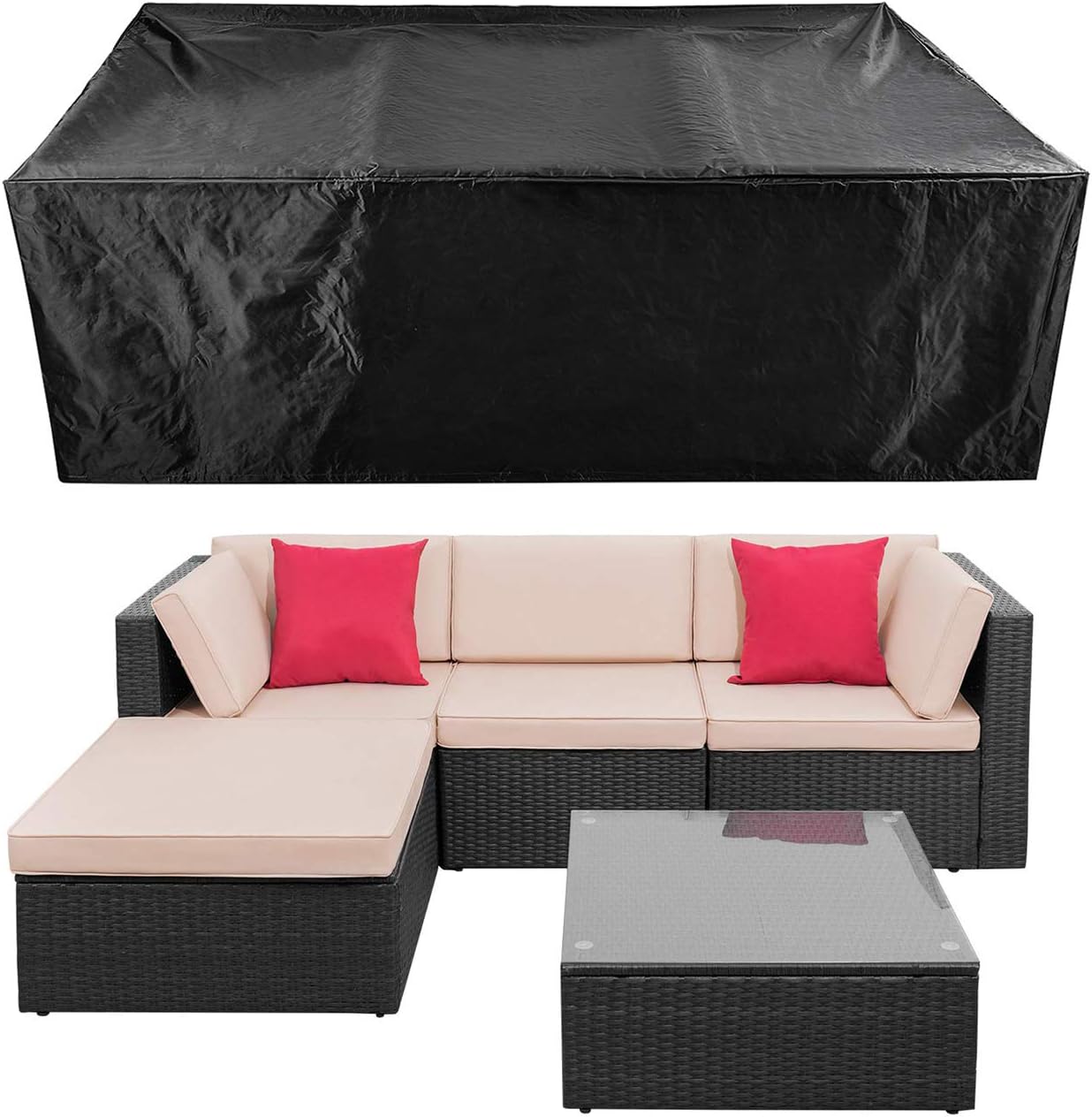 Patio Conversation Set Cover Patio Furniture Set Cover Outdoor Sectional Sofa Set Covers Waterproof Dining Table Chair Set Cover Heavy Duty 90 inch L x 64 inch W x 28 inch H