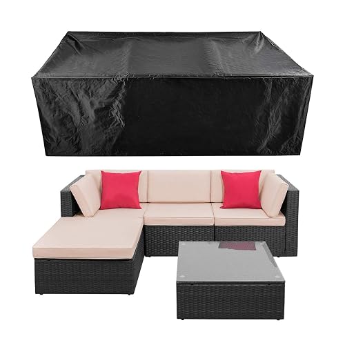 CKCLUU Patio Conversation Set Cover Patio Furniture Set Cover Outdoor Sectional Sofa Set Covers Waterproof Dining Table Chair Set Cover Heavy Duty 90 inch L x 64 inch W x 28 inch H - Rectangular 90" L x 64" W x 28" H - Black 420D