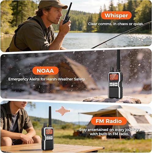 Miniatura 4 de Midd Kacy - Radio de 2 vías, 60 canales GMRS portátil recargable Walkie Talkies de caza impermeable con 121 códigos de privacidad, alertas 108 - 2