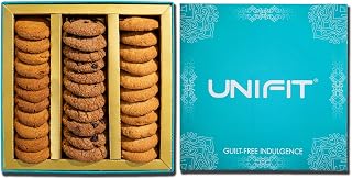 Unifit Decadent Cookies Box Assorted Oats-Based Cookies: Choco Chip, Osmania & Cinnamon No Maida, Eggless, Preservative-Free, High-Fiber Snacks