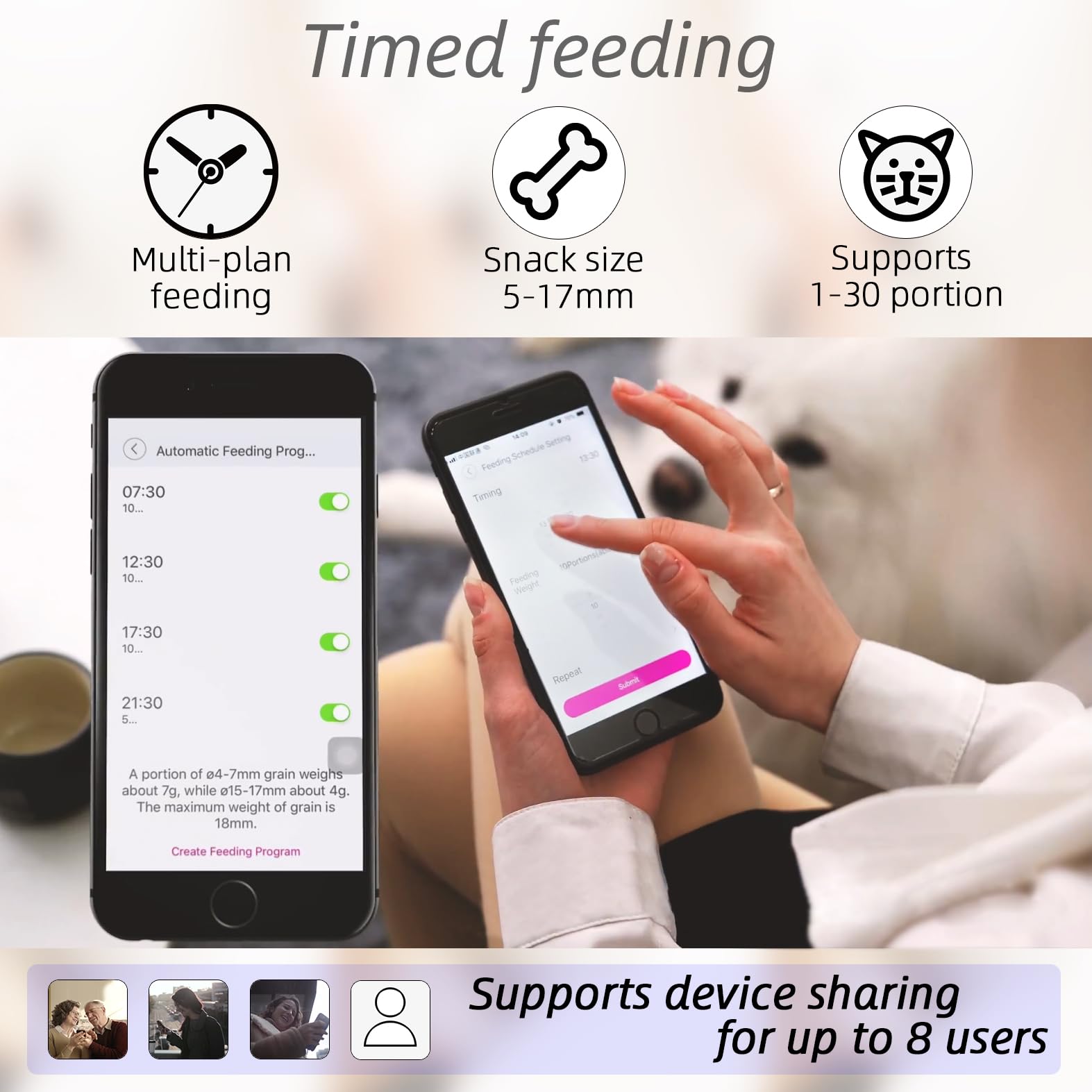 12L Smart Automatic Dog Feeder Large Breed with Camera, 5G WiFi Automatic Cat Feeders Food Dispenser 1080P Full HD Pet Camera Treat Dispenser with Night Vision and 2-Way Audio - image 5
