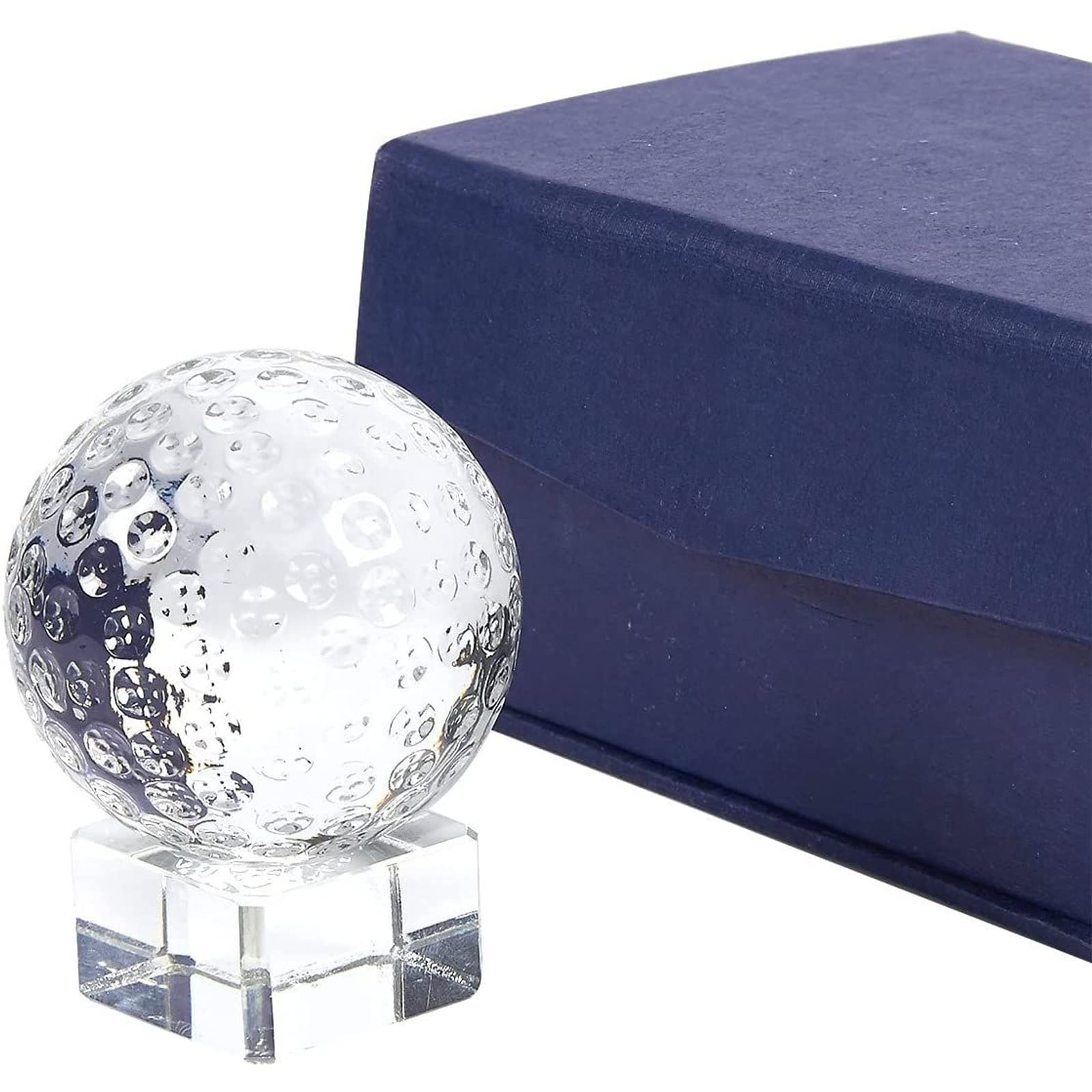 Juvale Crystal Golf Trophy with Display Stand Base and Gift Box for Sports Tournament Awards, Retirement Gifts, Golf Ball Statue for Prizes, Participation (2 x 3 Inches)