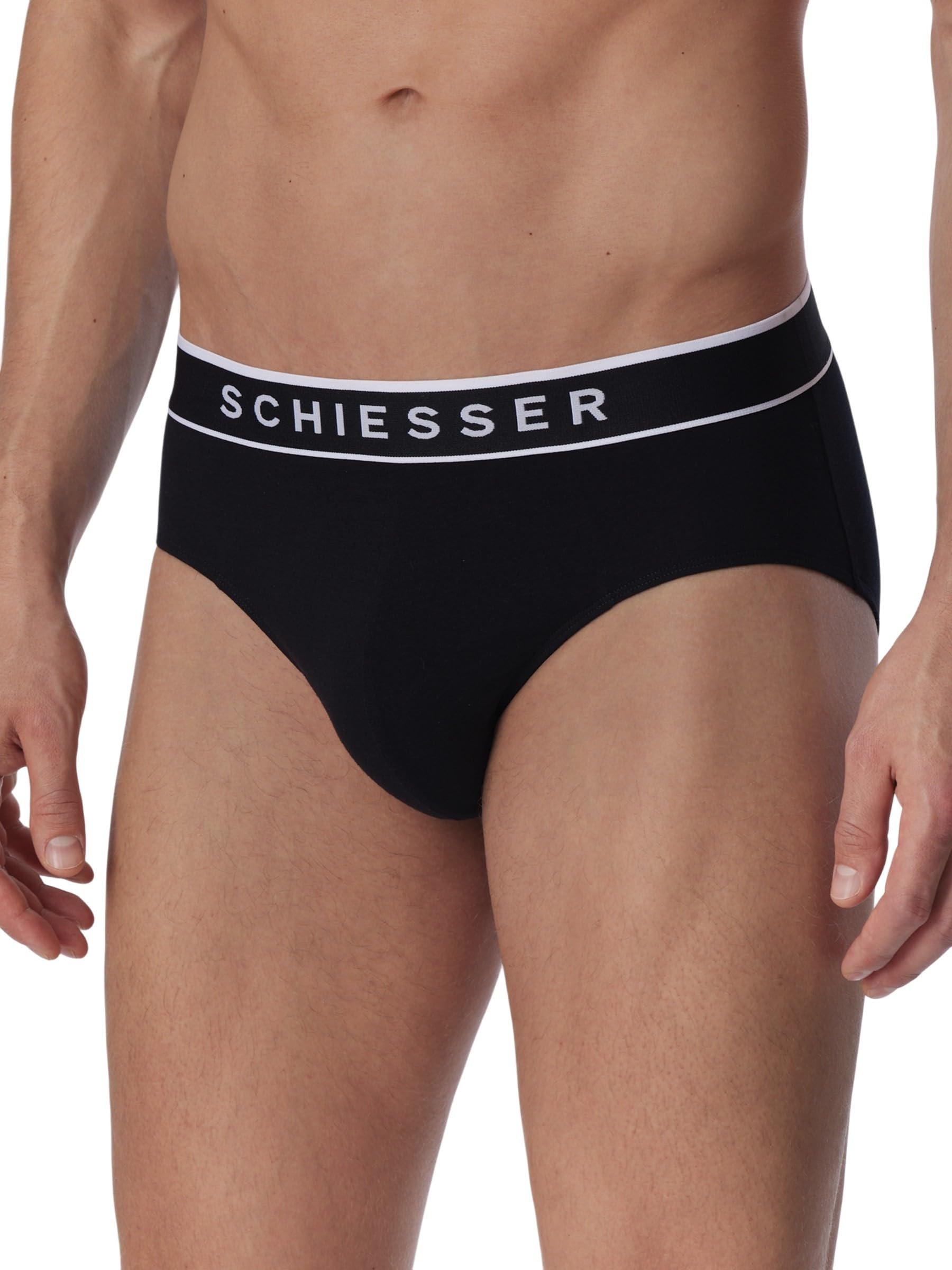 Schiesser Męskie majtki 5 par bielizny z bawełny organicznej 95/5 Organic Slip, czarne_183212, 4, Czarny_183212, 4