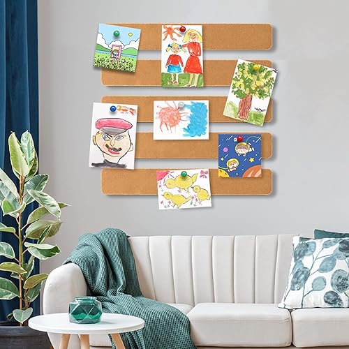 Vista 5 de 8 tiras para tablón de anuncios, tiras autoadhesivas de fieltro con 50 pasadores, sin daños para la pared, tiras de corcho de fieltro para pegar