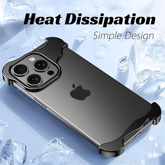Metal Frameless Case for iPhone 12 Pro Max/12 Pro/12, Ultra-Slim Minimalist No Backplane Heat Dissipation Design Aluminum Alloy Case with Built-in Aromatherapy