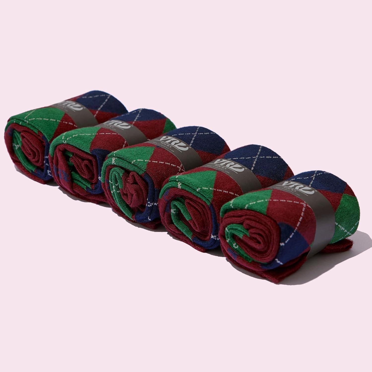 VRD Mens Dress Socks, Bamboo Rayon 5-Pack, Maroon, Burgundy Crew Length Mid-Calf Socks for Men Shoe Size 8-13 - Image 4