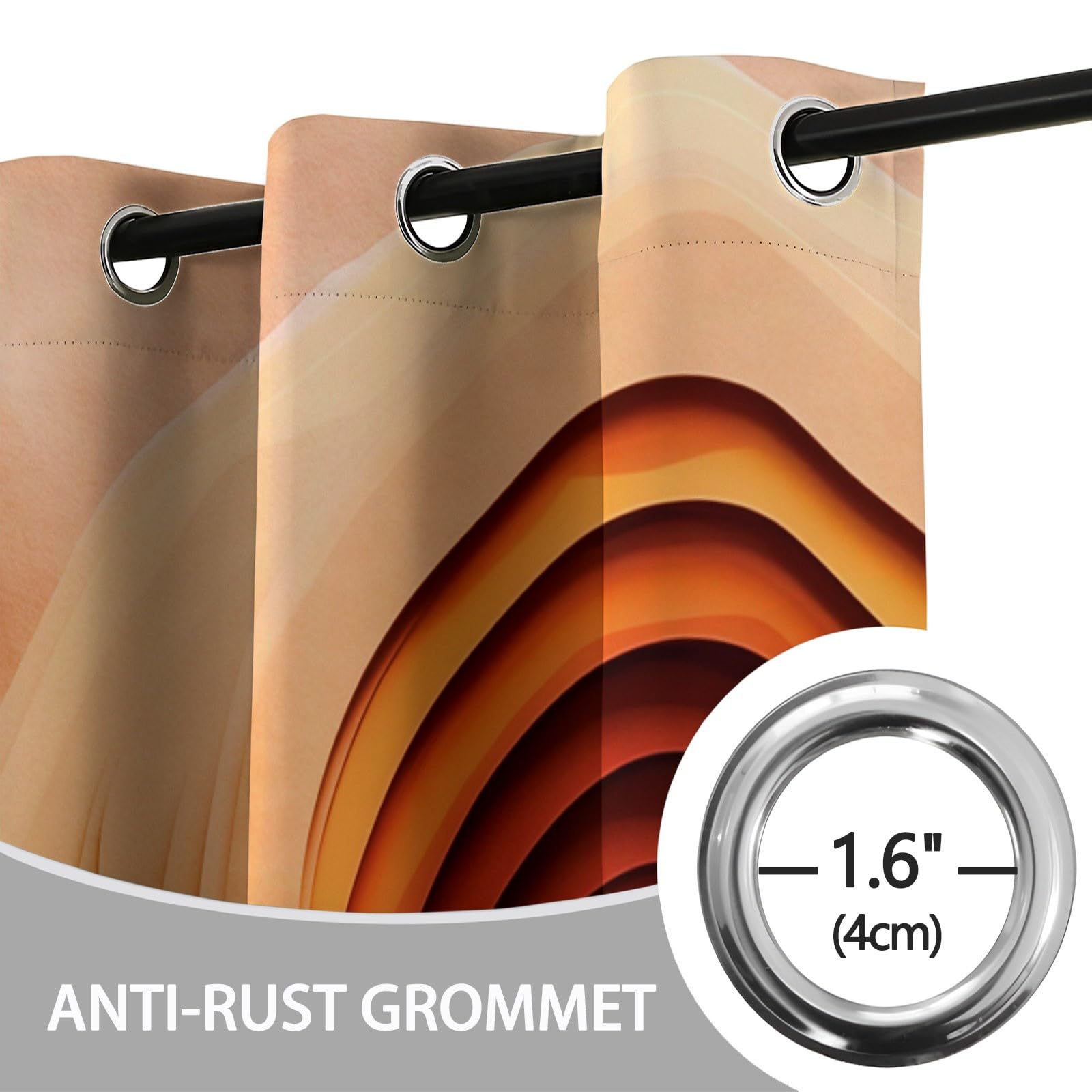 Rideaux à Oeillets 70x240 cm 2 Panneaux Désert Abstrait Isolant Opaque Orange Marron