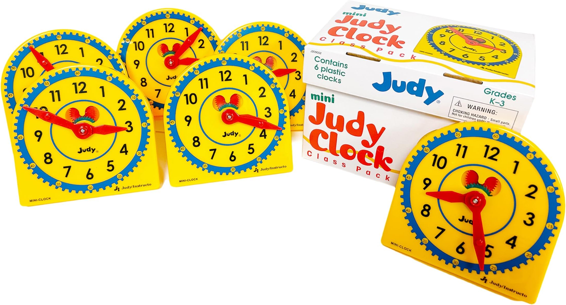 Carson Dellosa 6pc Mini Judy Clock Telling Time Clock Set