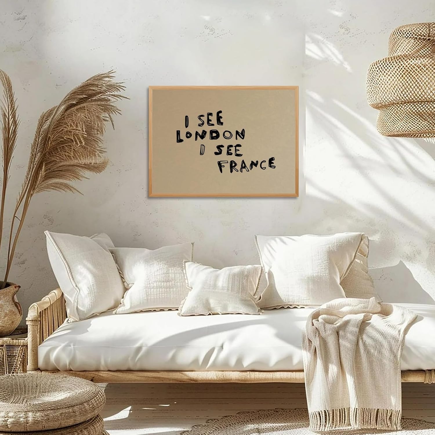 DSWEGVR I See London I See France Canvas Wall Art Print Pictures for Bathroom Funny Quote Poster Decor Retro Black and Beige Artwork for Restroom Bedroom Dorm Funny Bath Sign 12x16inch Wooden frame