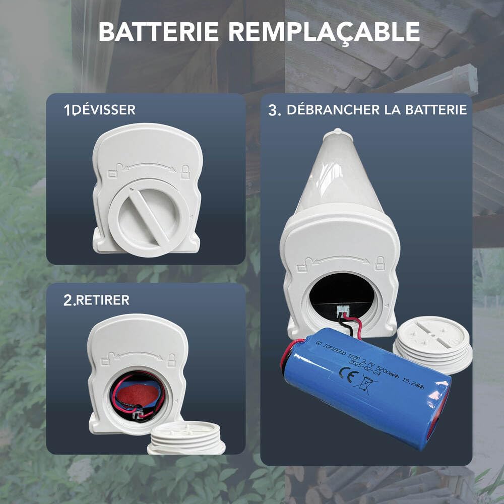 TIBELEC Réglette solaire LED avec détecteur infrarouge 5W / 850LM - IP65 - Batterie haute capacité remplaçable