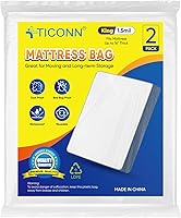 Vista 15 de TICONN 2PK Bolsa de plástico para colchón para mudanza y almacenamiento, cubierta protectora impermeable para colchón, suministros resistentes