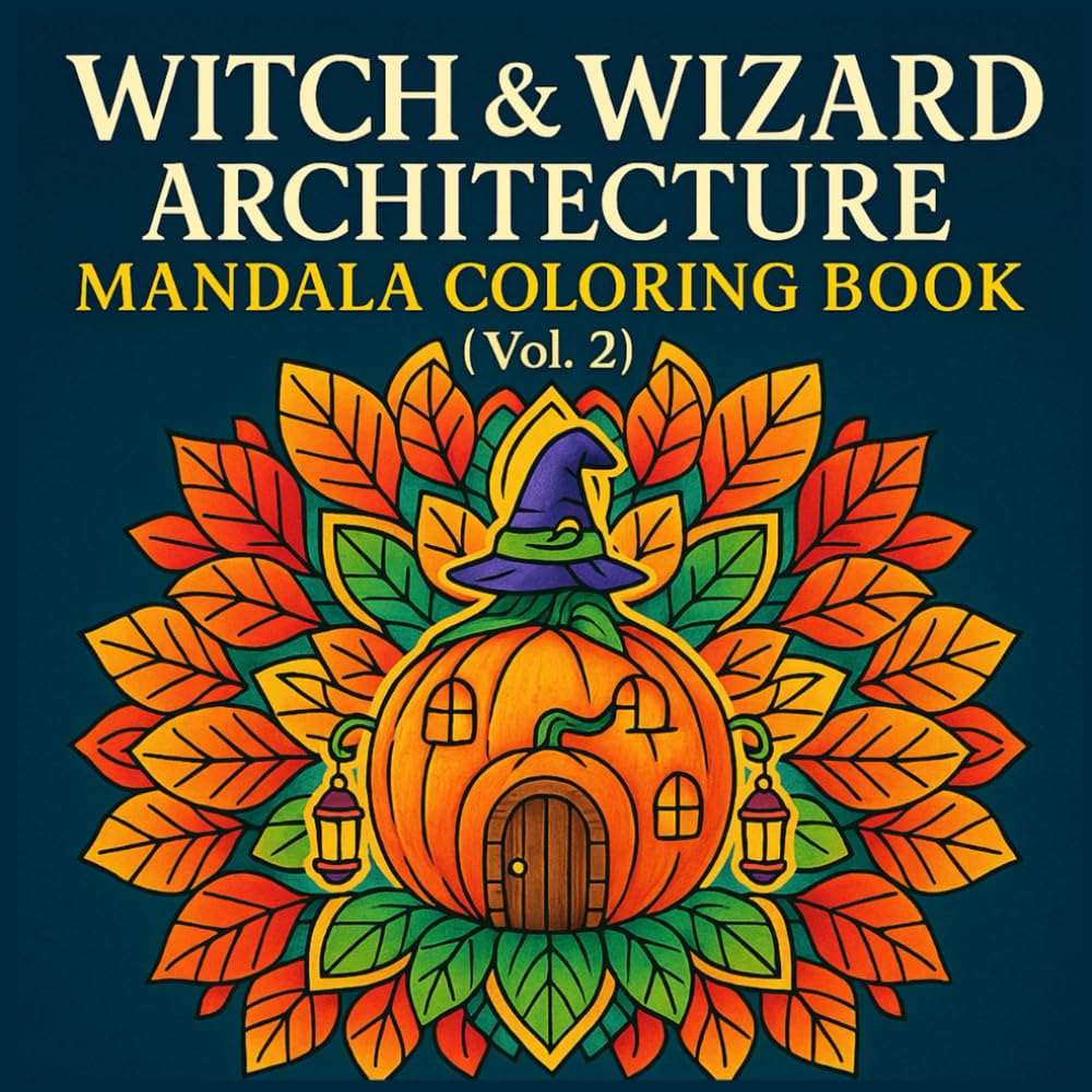 Witch & Wizard Architecture Mandala Coloring Book (Vol. 2): Magical Witch Houses, Wizard Towers & Fantasy Mandala Designs for Stress Relief, Creativity & Relaxation
