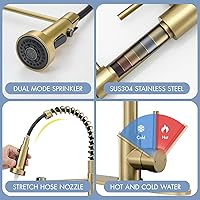 Vista 20 de AIMADI Matte Black Kitchen Faucet,Black and Gold Kitchen Faucet with Pull Down Sprayer Commercial Single Handle Spring Sink Faucets Suitable for