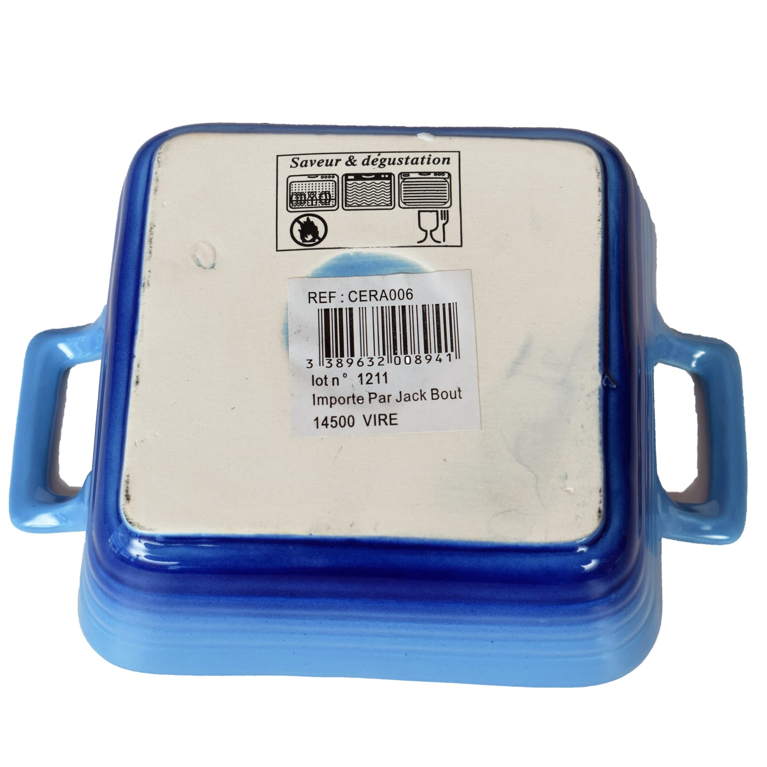Lot 4 Petits Plats à Gratin Carrés Céramique 400ml - Airfryer Four Micro-ondes, Poignées, 14,5cm