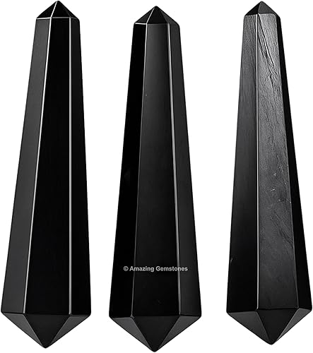 Vista 71 de Amazing Gemstone Puntos de cristal de amatista, cristales curativos y piedras a granel, paquete de 3 puntas curativas de doble terminación