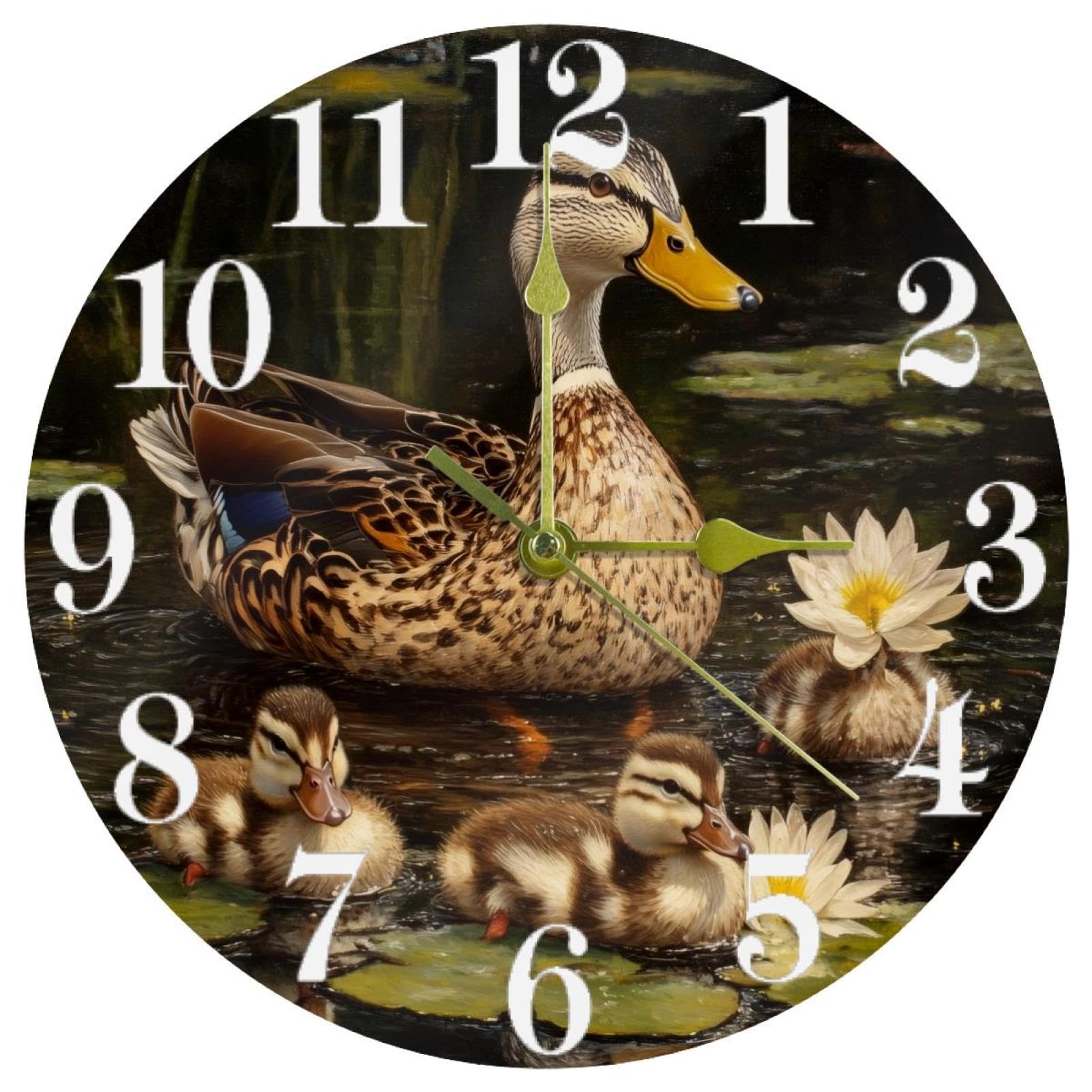 Horloge murale silencieuse à quartz canard sans tic-tac à piles