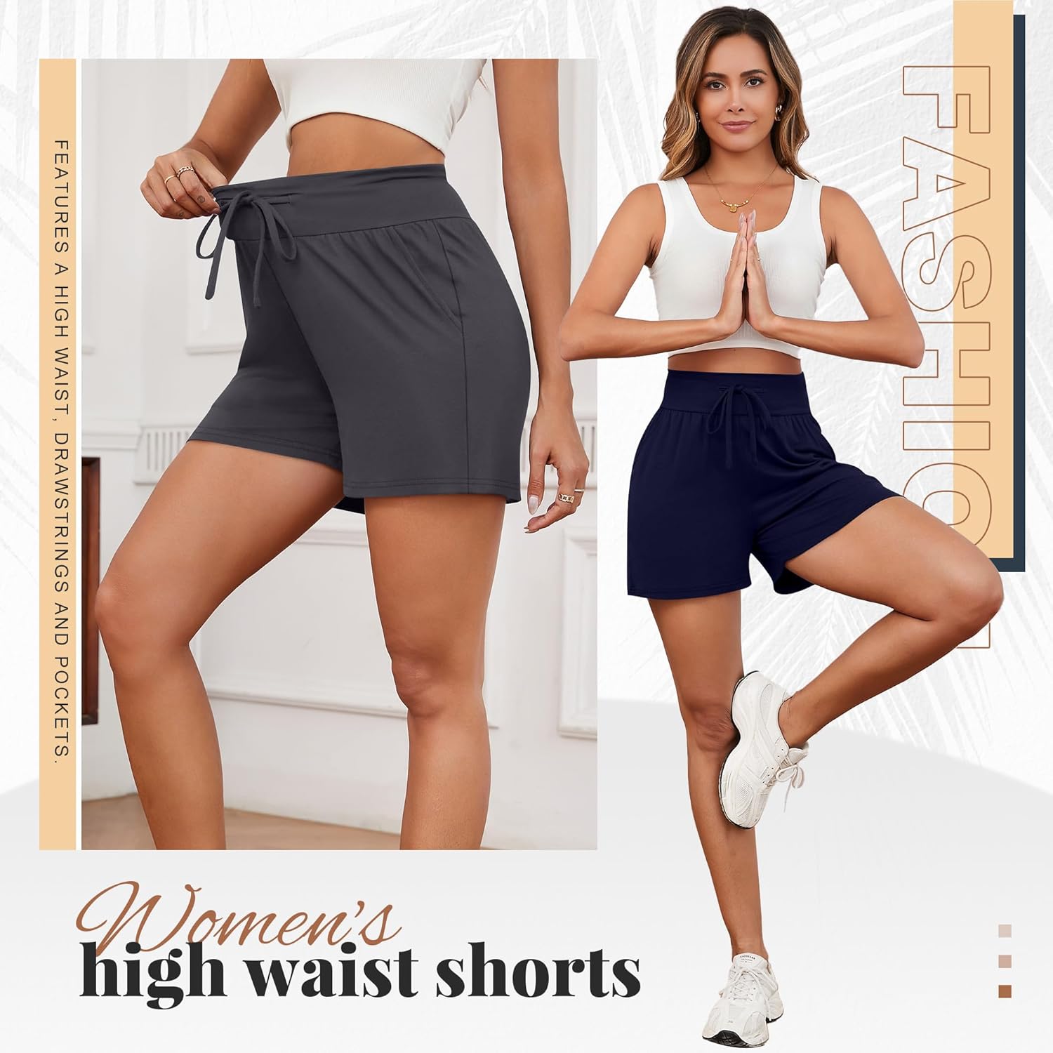 Neer 3 Pack Women's Sweat Shorts 4'' Inseam Drawstring High Waist Summer Casual Workout Gym SweatShorts with Pockets - Image 6