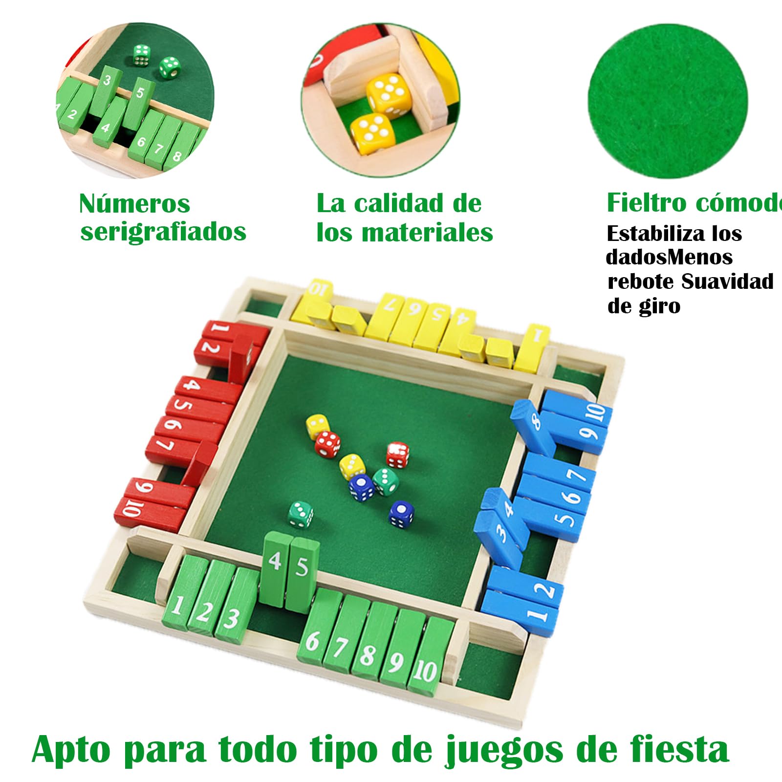 Juego De Mesa Close The Box – Cerrar Caja De Madera Para 6 Jugadores | Incluye 12 Dados | Ideal Para Fiestas Y Familia | Hecho A Mano