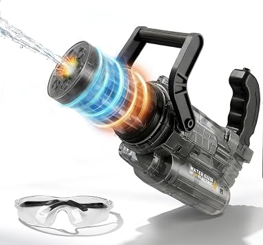 Gatling Electric Water Gun with LED Light, Automatic Squirt Gun for Adults & Kids Rechargeable Up to 33ft, Portable & Lightweight Outdoor Pool Beach Summer Gift