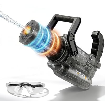 Gatling Electric Water Gun with LED Light, Automatic Squirt Gun for Adults & Kids – Rechargeable Up to 33ft, Portable & Lightweight Outdoor Pool Beach Summer Gift