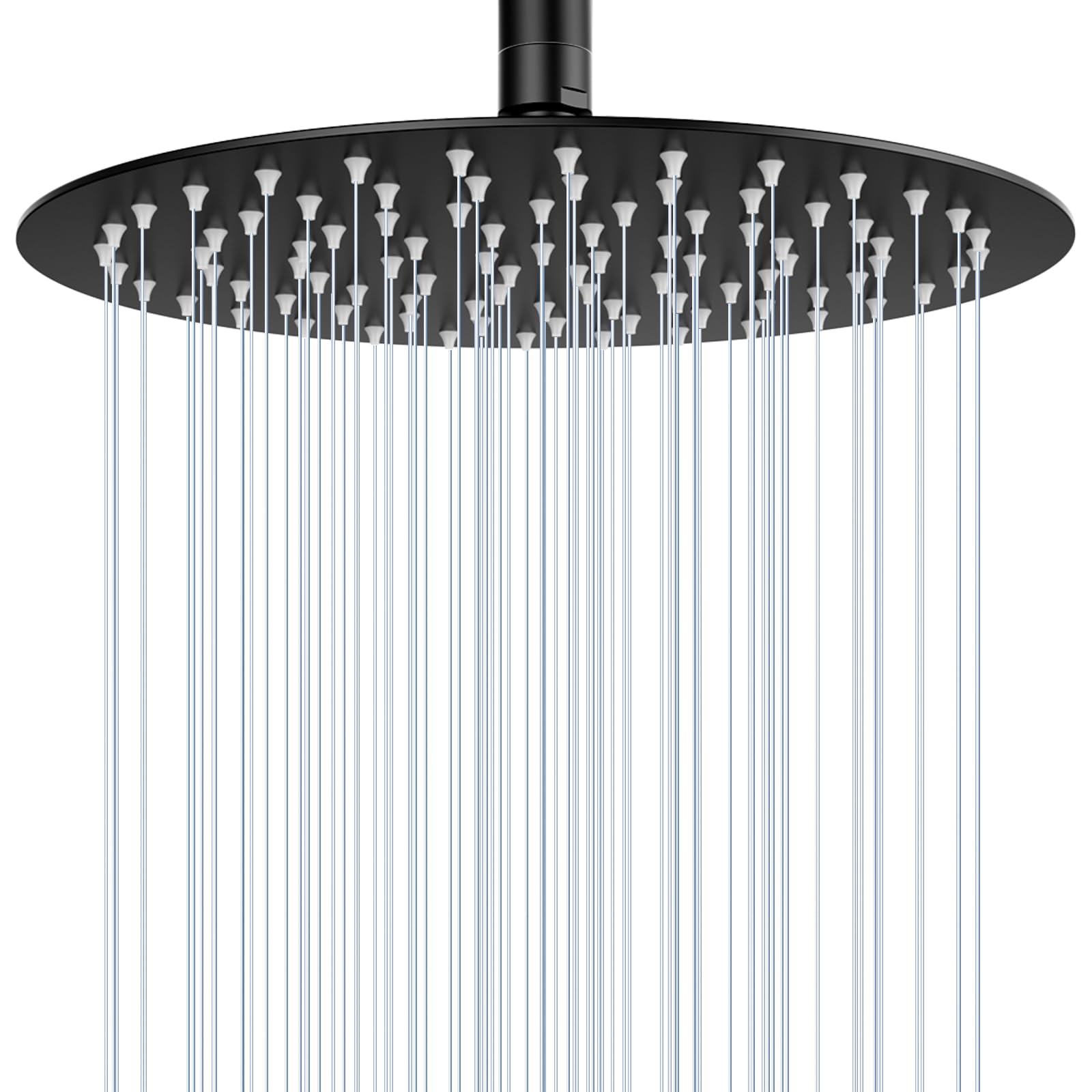Pommeau de douche anti-calcaire noir mat 25,4 cm pour éliminer les buses bouchées en acier