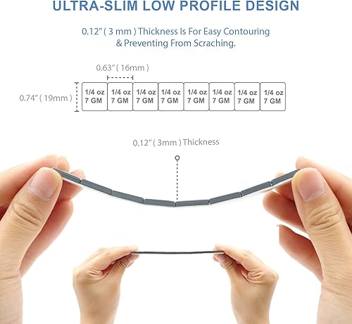 Miniatura 4 de CKAuto 14 onzas, 0.25 onzas, gris, adhesivo adhesivo en pesos de rueda, tipo EasyPeel. Coches, camiones, SUV, motocicletas, autos RC. Perfil bajo,