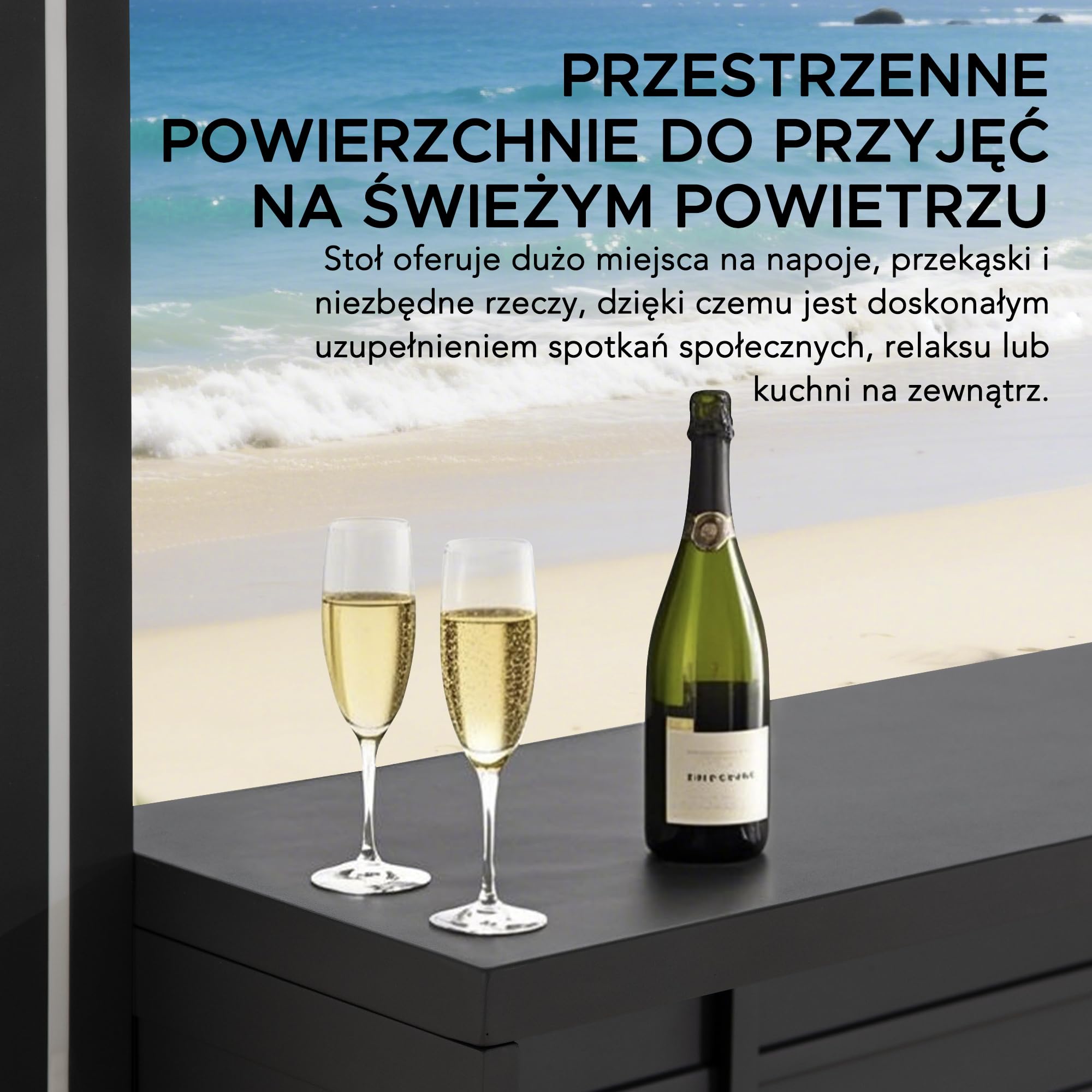SUNJOY Półka Barowa do Altany, Konstrukcja Aluminiowa z Powłoką Proszkową, do Altany Ogrodowych o Boku 3 m