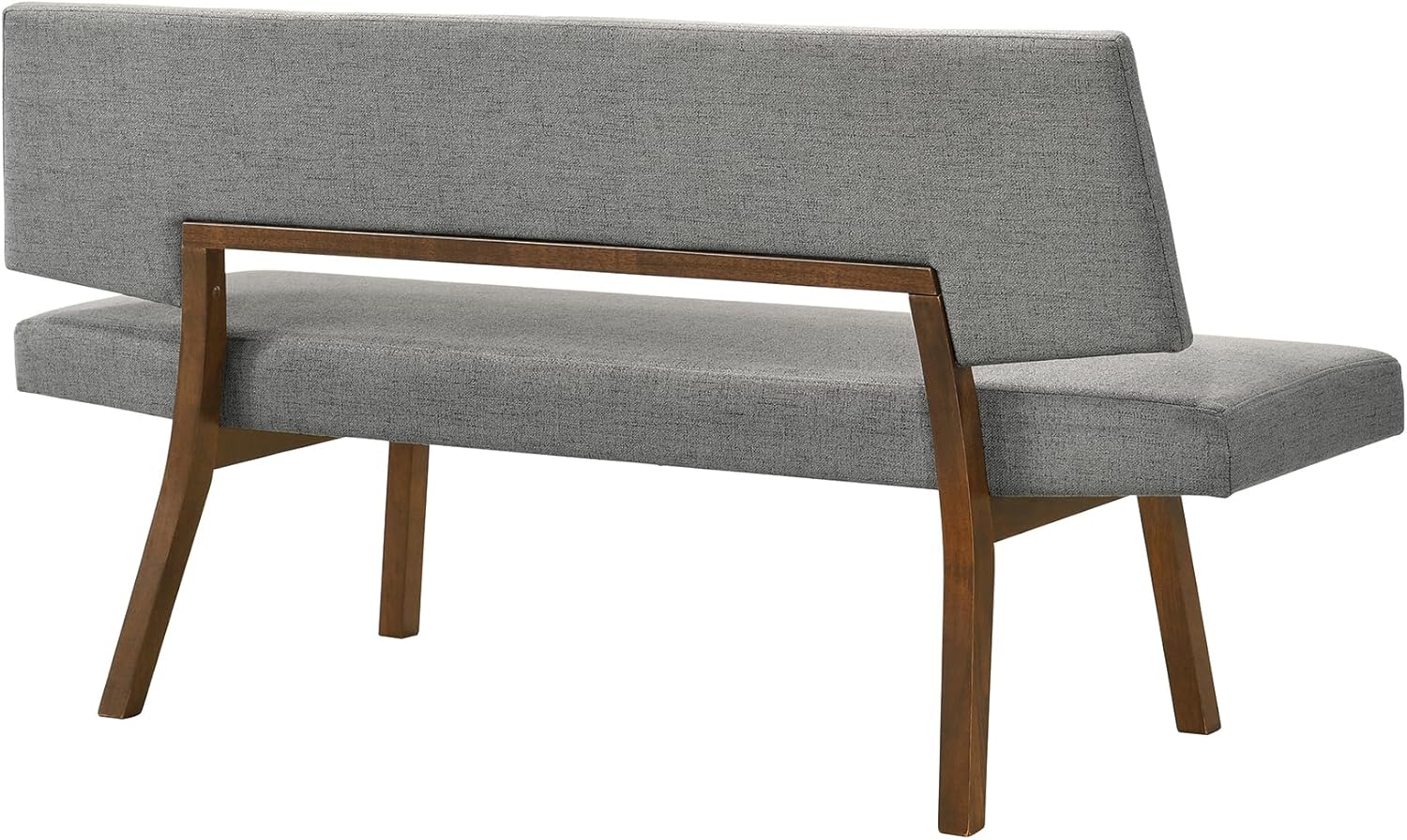 Channell Wood Dining Bench in Walnut Finish with Charcoal Fabric