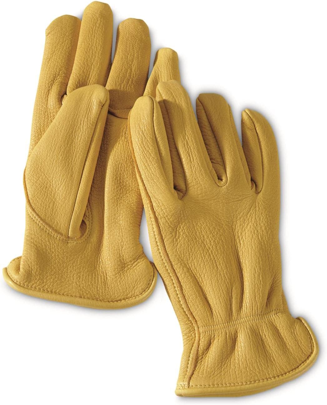 Guide Gear Men’s Deerskin Leather Work Gloves Insulated, Thinsulate 40 Gram