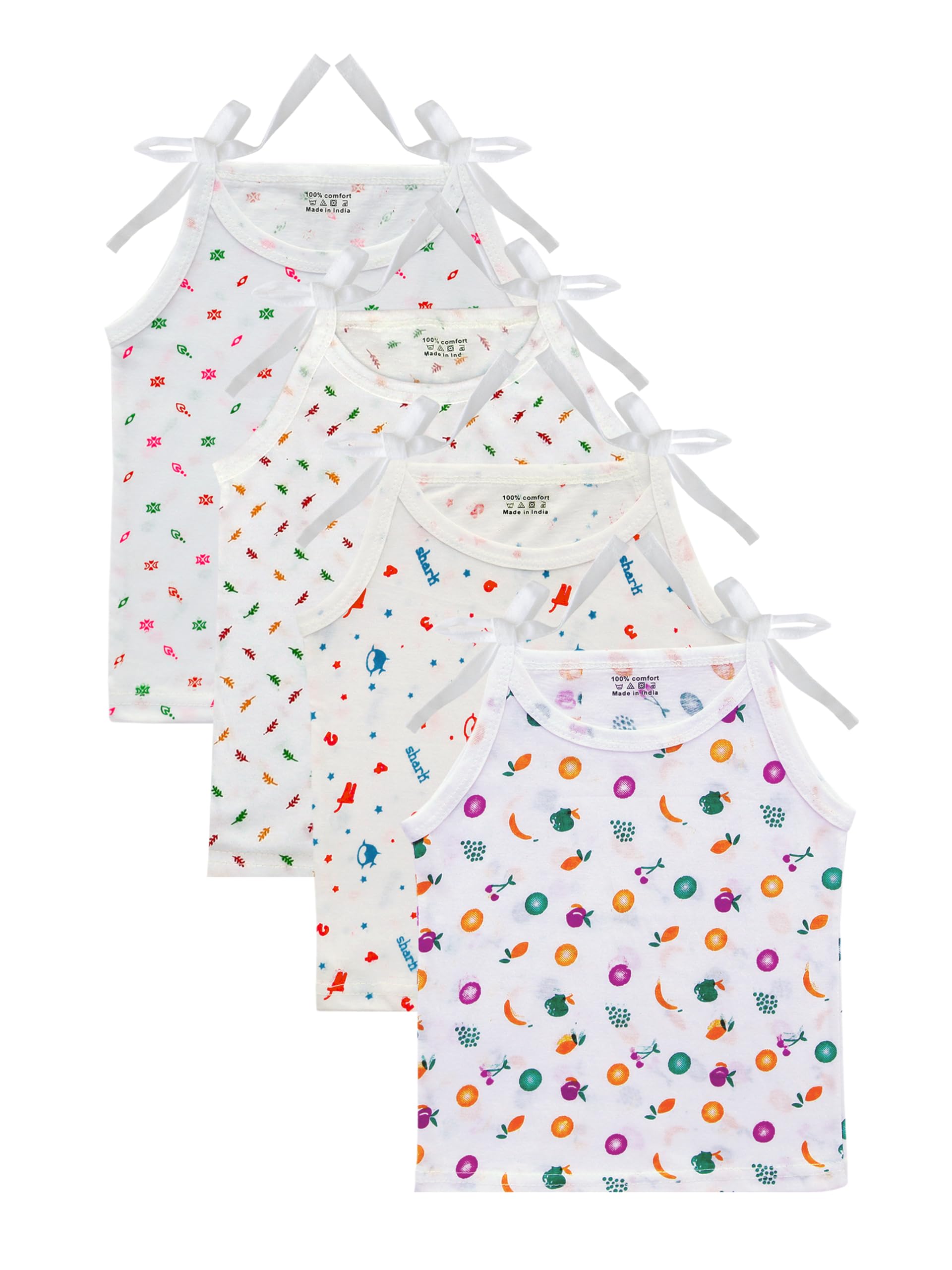 New Born Baby Clothes Set 0-6 Months Newborn Baby Boys & Girls Clothes Sando Vest Front Open T-Shirt Casual Regular Fit and Sleepwear Multicolour Unisex Pack of of 4-picture-36