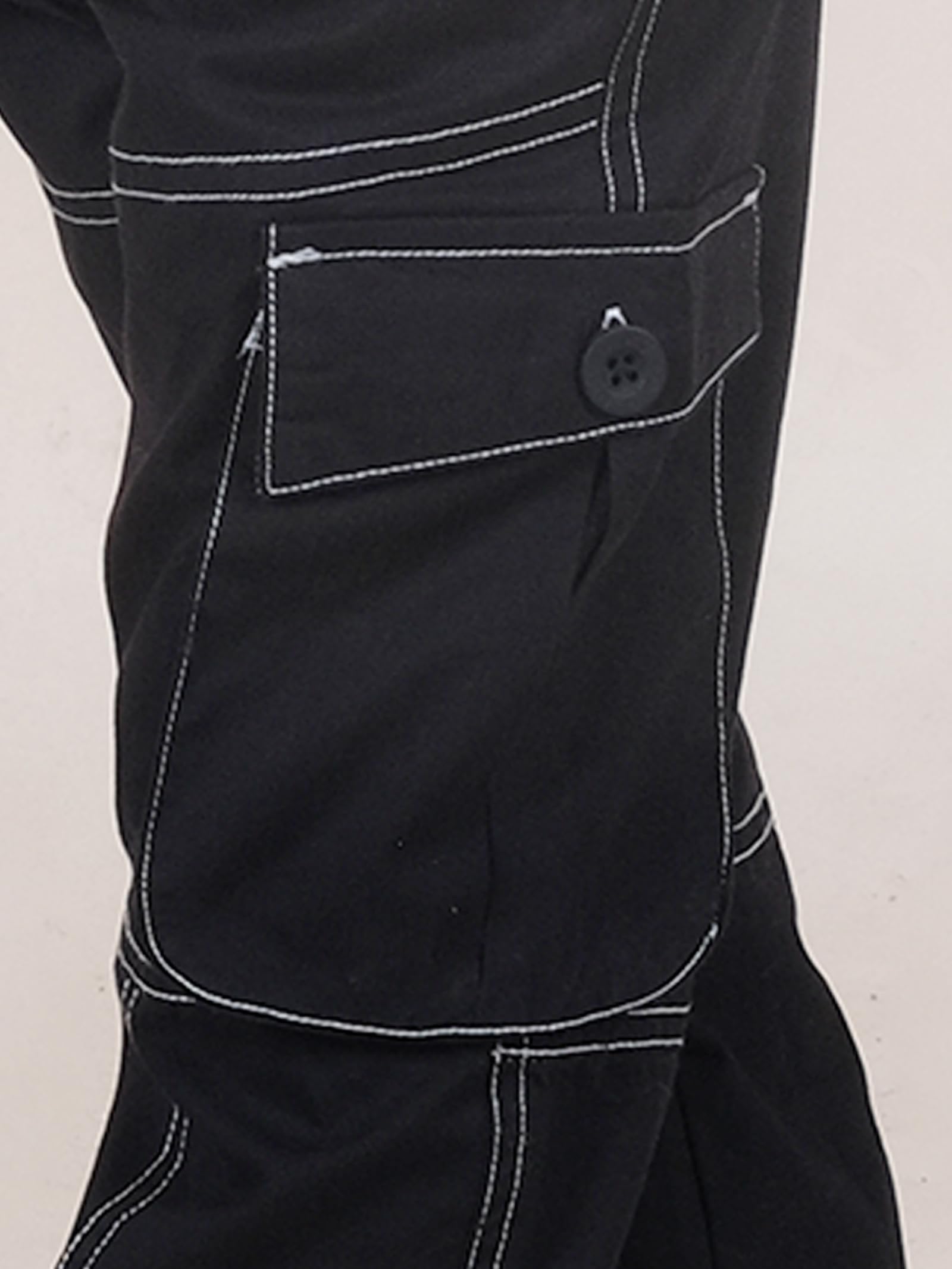 Boys Cotton Solid Cargo Pant, Black - 1-2Y - Image 6 thumbnail