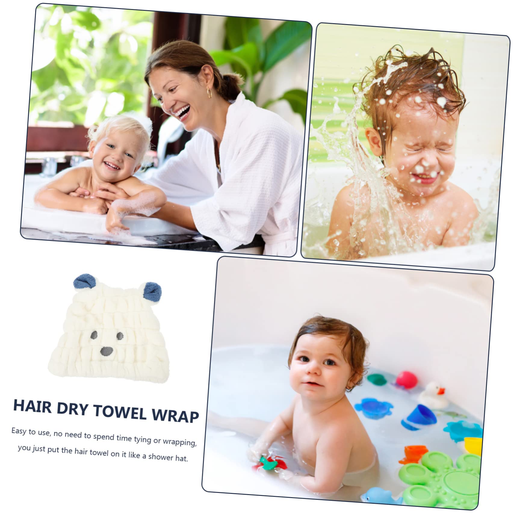 minkissy 5piezas Toalla De Secado Rápido para Niñas Gorro Absorbente para Cabello Húmedo Turbante De Secado Infantil Diseño De Dibujos Animados