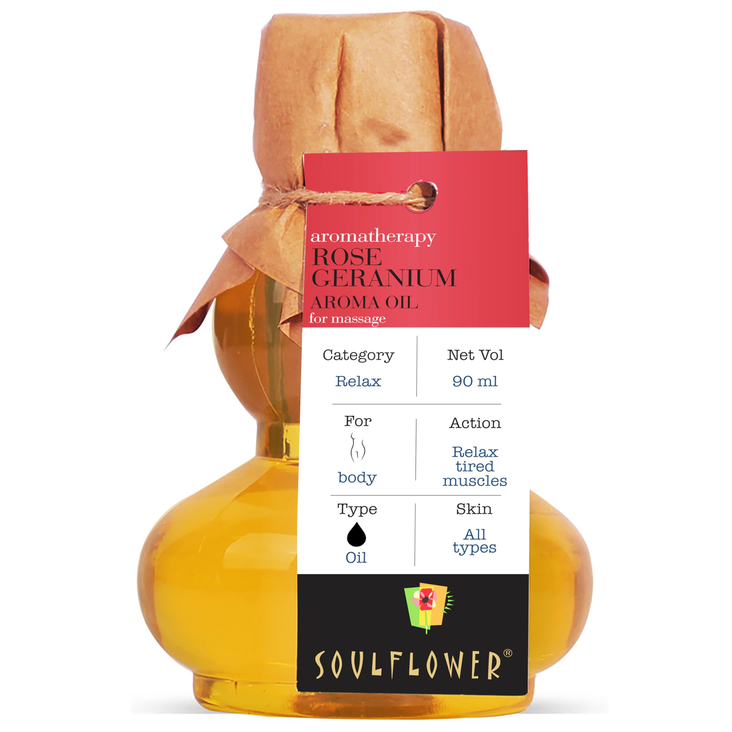 Soulflower Rose Geranium Massage Oil | Uplifts Mood, Relaxation, Stress Relief, Soothing and Destressing body oil | Mind & Body | All Skin Types | 100% Pure, Natural & Vegan | 90ml (B00BOLAO9G) Amazon Price History, Amazon Price Tracker