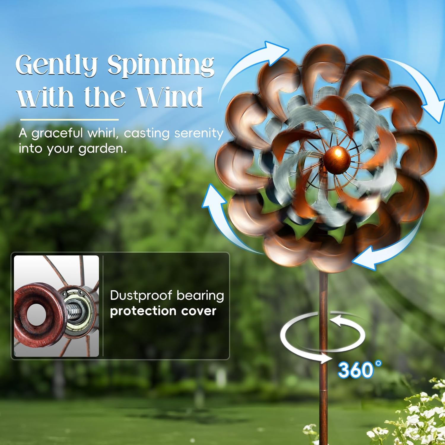 Metal Wind Spinner Outdoor, Wind Spinners for Yard and Garden, 84 inch Wind Sculptures & Spinners, Windmill for Yard Art