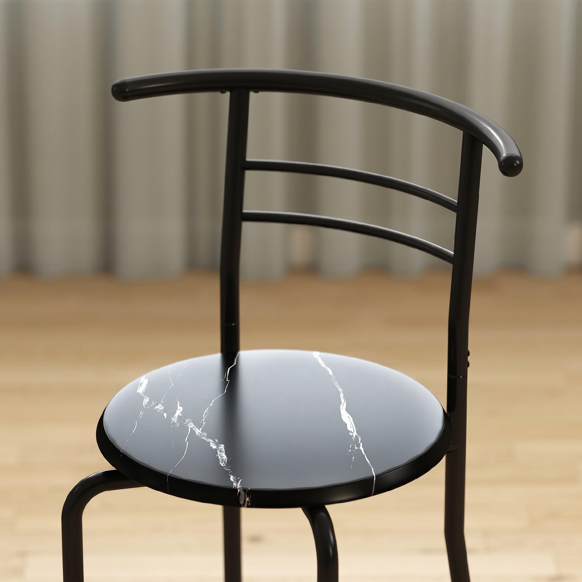 HOMCOM Set Tavolo Moderno con 2 Sedie per Sala da Pranzo Nero | Set 3 Pezzi, Mobili Salvaspazio da Cucina, Balcone, Ristorante o Bar