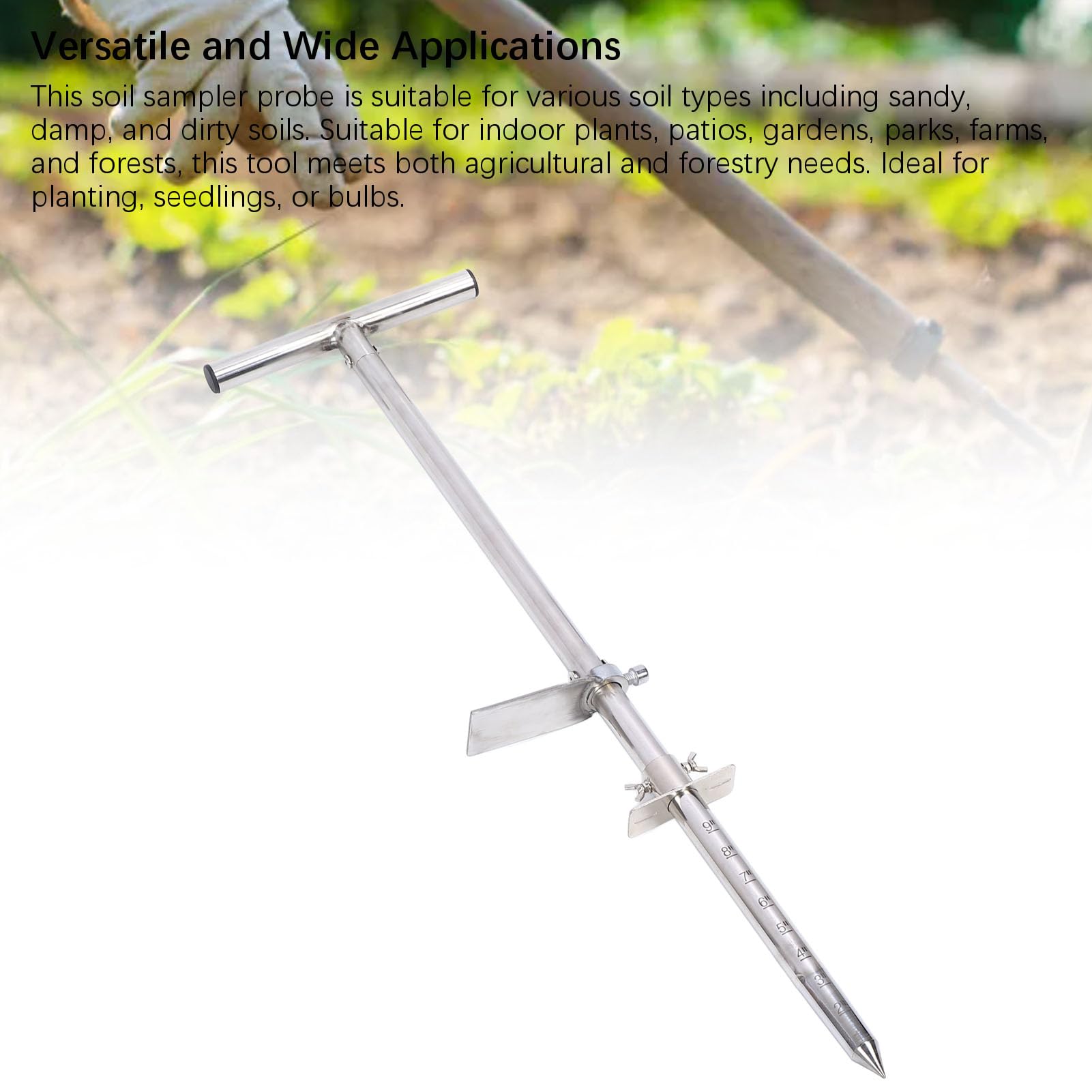 Sonda do próbkowania gleby ze stali nierdzewnej z pedałem nożnym, ergonomiczna T - narzędzie do sadzenia roślin 80 cm do pielęgnacji ogrodu trawnikowego